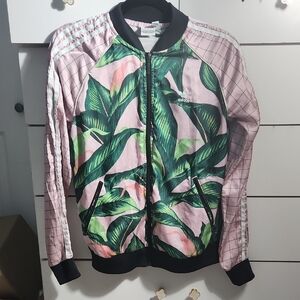 Adidas Women's Tropical Leaf Bomber Zip Up